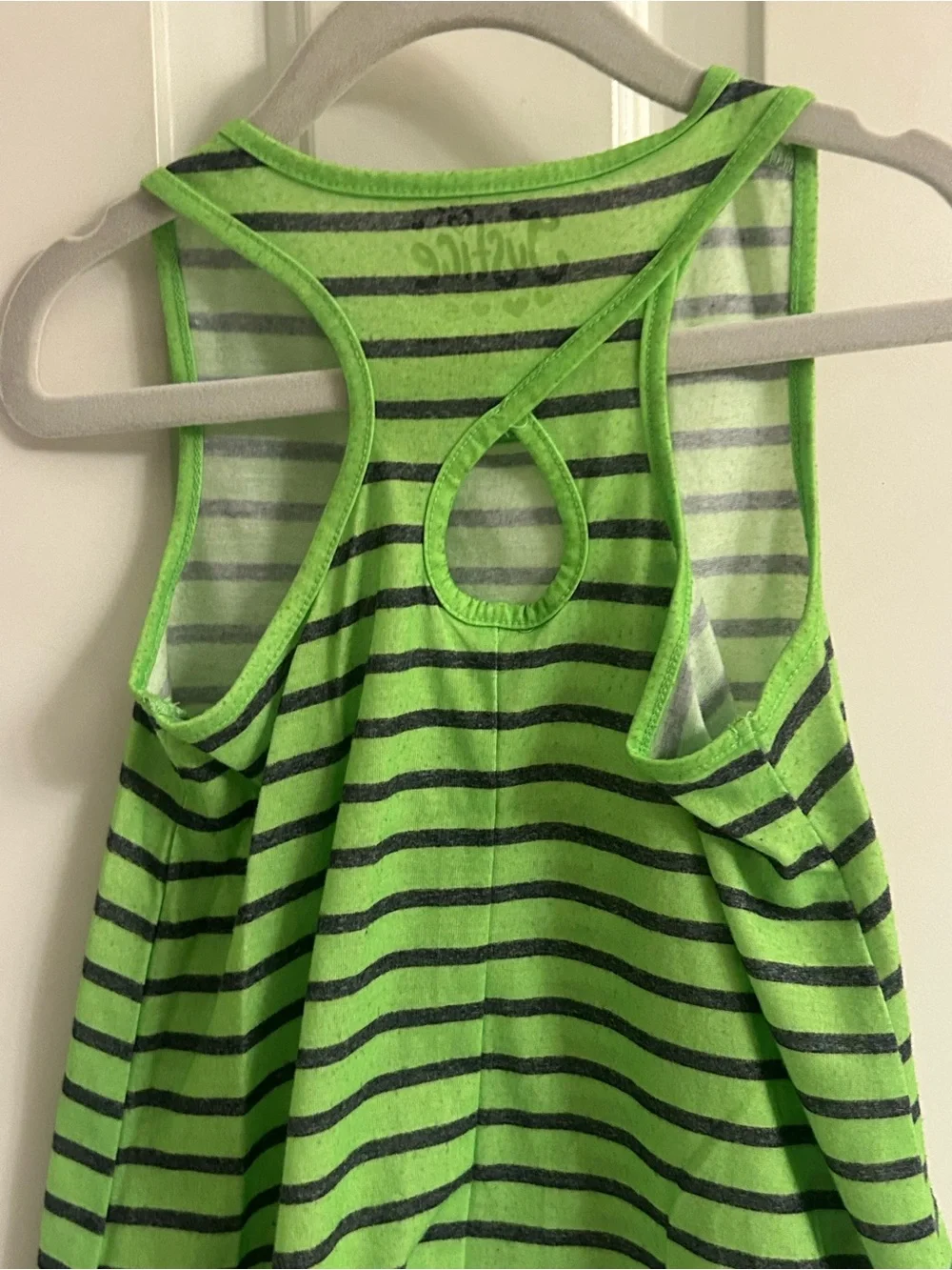 Justice Neon Green and Black Striped Girls' Tank Top